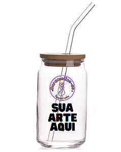 COPO DE VIDRO COM TAMPA - Personalize do seu jeito