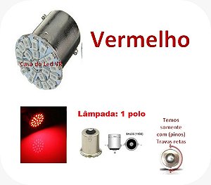 Lampada 1 polo 22 leds VERMELHO luz freio P21w 1156 12v lâmpada automotiva