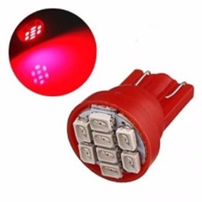 Lâmpada T10 8 leds VERMELHO Automotiva carro pingo w5w super LED 12v placa teto farolete