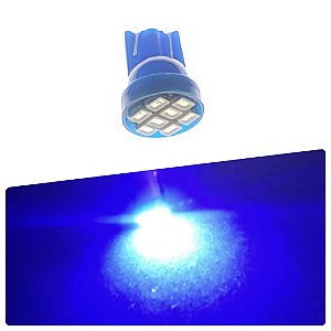 Lâmpada T10 8 leds AZUL COMUM Automotiva carro pingo w5w super LED 12v placa teto farolete