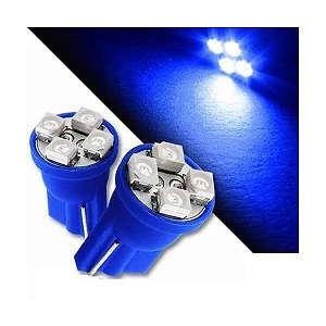 Lâmpada Pingo T10 4 leds AZUL COMUM 5050 SMD lâmpada camarão 12v