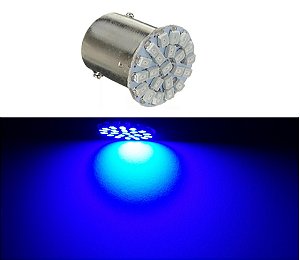 Lampada led 2 polos 22 leds AZUL luz de ré freio ou pisca 12v - unidade