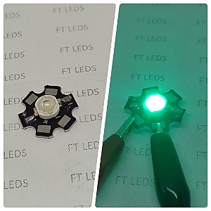 Leds 3w CIANO 490 a 495 nm azul gelo com dissipador ESTRELA