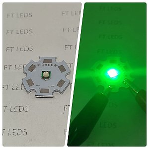 Led CREE 3w VERDE 510 a 530 nm com dissipador ESTRELA