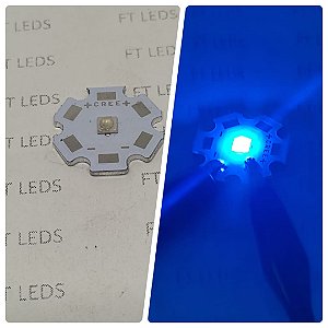 Led cree 3w  azul comum 460 a 465 nm com dissipador estrela