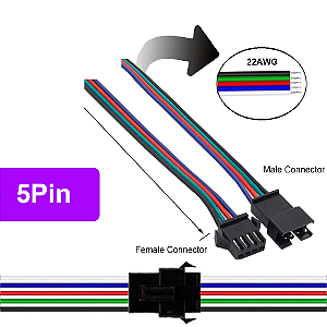 Conector De Engate Rápido 5 vias Macho Fêmea