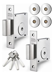 Trava Tetra Dupla Kit 4 Chaves Iguais Latão 1400 Fit Papaiz
