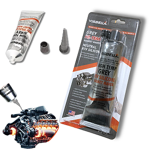 Silicone Bisnaga Alta Temperatura Até 315°C 105g High Temp Grey Cinza Visbella