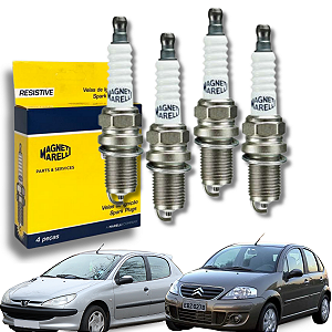 Jogo Vela de Ignição Citroen Peugeot 1.4 1.5 8v C3 206 208 Magneti Marelli