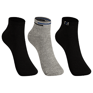 Kit 3 Pares Cano Curto Esportiva Juvenil - Tam 34 a 38