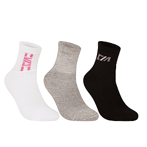 Kit 3 Pares Cano Médio Esportiva - Tam 34 a 39