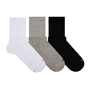 Kit 3 Pares Cano Longo Esportiva Especial Sola Atoalhada - Tam 34 a 38