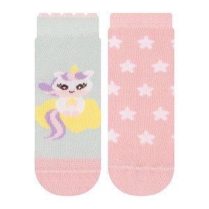 Kit 2 Pares Soquete Bebê Antiderrapante - Tam 17 a 22