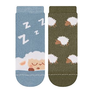 Kit 2 Pares Soquete Bebê Antiderrapante - Tam 17 a 22