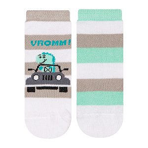 Kit 2 Pares Soquete Bebê Antiderrapante - Tam 17 a 22