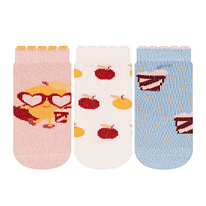 Kit 3 pares Soquete Recém Nascido - Tam 13 a 16