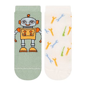 Kit 2 Pares Soquete Bebê Antiderrapante - Tam 17 a 22