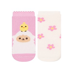 Kit 2 Pares Soquete Bebê Antiderrapante - Tam 17 a 22