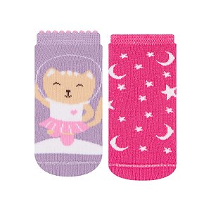 Kit 2 Pares Soquete Bebê Antiderrapante - Tam 17 a 22