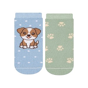 Kit 2 Pares Soquete Bebê Antiderrapante - Tam 17 a 22