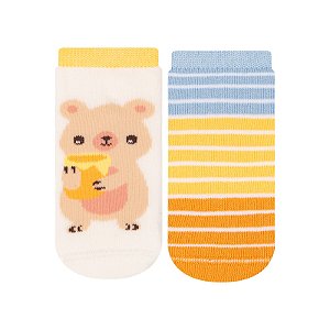 Kit 2 Pares Soquete Bebê Antiderrapante - Tam 17 a 22