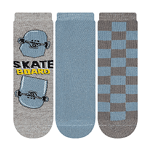 Kit 3 Pares Soquete Juvenil - Tam 34 a 38