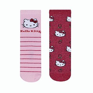Kit 2 Pares Soquete Hello Kitty - Tam 34 a 39