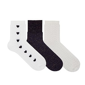 Kit 3 Pares Cano Médio - Tam 34 a 39