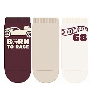 Kit 3 Pares Cano Médio HotWheels- Tam 13 a 16