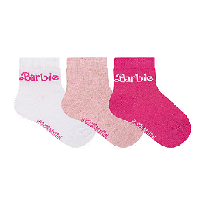 Kit 3 Pares Cano Médio Barbie - Tam 17 a 22(1 a 2 anos)