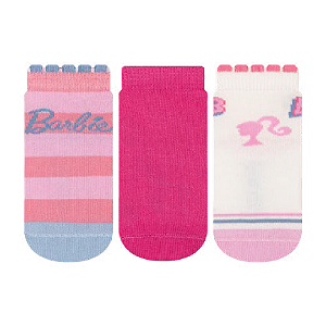 Kit 3 Pares Cano Médio Barbie - Tam 17 a 22(1 a 2 anos)