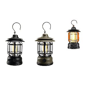 Lampião Retrô LED – Iluminação Portátil para Camping e Emergências