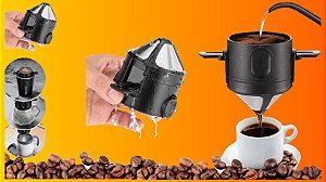 Cafeteira Pour Over Dobrável – Inox Reutilizável, Portátil e Sem Papel