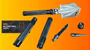Mini Pá Ecooda Multifuncional 5 em 1 para Camping – Aço Carbono com Pederneira e Apito