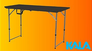 Mesa Dobrável Camper 120cm Preta Kala – Portátil e Resistente