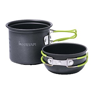 Conjunto de Panelas Camping Hawapi 2 Peças Ultraleve Verde Limão