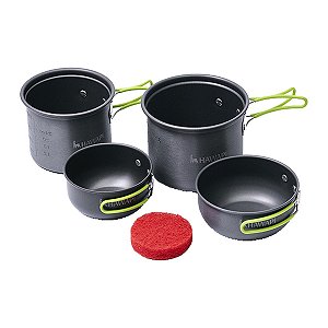 Conjunto Panelas Camping 4 Peças Ultraleve Hawapi Verde Limão
