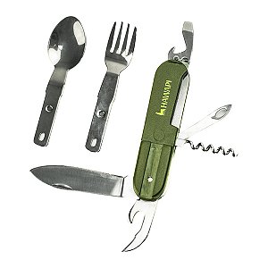 Conjunto de Talheres 8 em 1 Hawapi Verde Camping Trilha