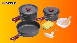 Conjunto de Panelas Camp 3 NTK 9 Peças Completo Camping