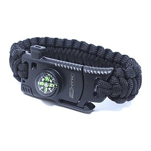 Pulseira Paracord TAG GAC com Bússola Apito e Pederneira