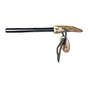 Pederneira Artesanal Rbudernik Couros Ferro-Cério 12mm com Cabo em Chifre 21cm