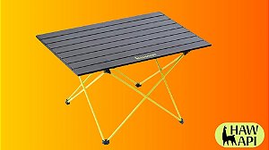 Mesa Camping Dobrável 46 x 68 cm Ultraleve Preto e Verde Limão - Hawapi