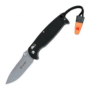 Canivete Dobrável Ganzo G7412-WS Preto Aço 440C com Apito