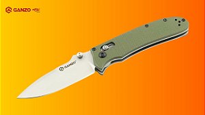 Canivete Dobrável Ganzo G704 Verde com Cabo G10 e Trava Axis Lock