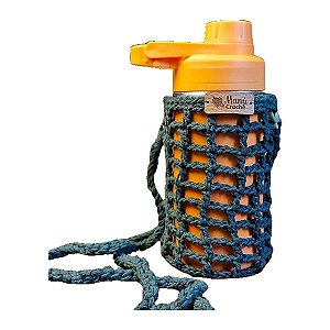 Bolsa Porta Garrafa Artesanal em Crochê Verde com Alça Manu Crochê