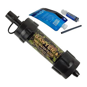 Mini Filtro de Água Portátil Sawyer Camuflado Original para Camping e Sobrevivência