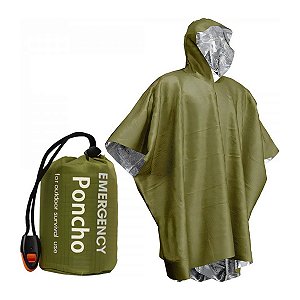 Capa de Chuva de Emergência Térmica Impermeável - cor verde.