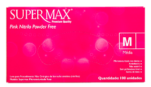 LUVA PROCEDIMENTO NÃO CIRÚRGICO -  PINK NITRILO - EMBALAGEM C/100 UNID - MARCA SUPERMAX
