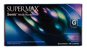 LUVA PROCEDIMENTO NÃO CIRÚRGICO SONIC NITRILO - EMBALAGEM C/ 100 UNID - MARCA SUPERMAX
