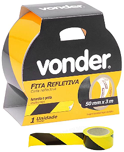 FITA ADESIVA REFLETIVA (AMARELA / PRETA) - 50MM X 3M - MARCA VONDER - COD 1052250121